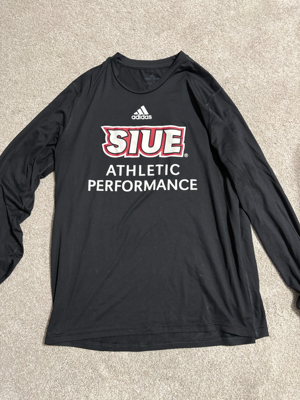 adidas Black Long-Sleeve SIUE Athletic Performance Top with Red Logo